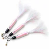 Three Shimmer Silver Fish refill attachments for compatible wand toys for kittens, showing iridescent scale-pattern bodies, bells and flowing reflective tails.