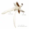 white-longtail-natural-feather-cat-wand-refill White Longtail cat wand refill made with layered white chicken and patterned duck feathers, shown with a bell and 25 × 3 cm dimensions.