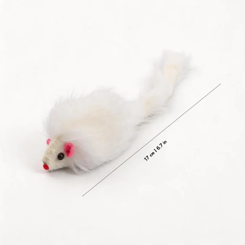 White Rabbit Fur Mouse Scent Enrichment Cat Toy for indoor cats who love chase and prey-style play