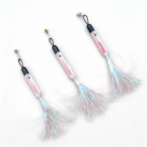 Woolie Shimmer Fish Cat Wand Replacement refills 3 Pack Woolie Shimmer Fish Cat Wand Replacement with iridescent sequin fish body, crinkle tinsel tail, brass bell, and secure clip for interactive cat play.