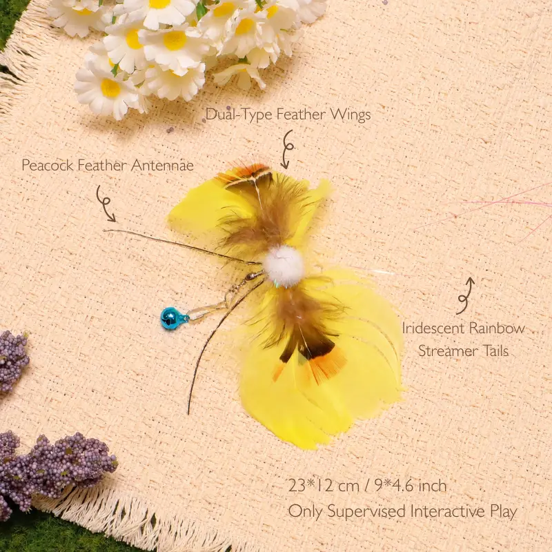 Yellow Butterfly Cat Toy Wand Replacement