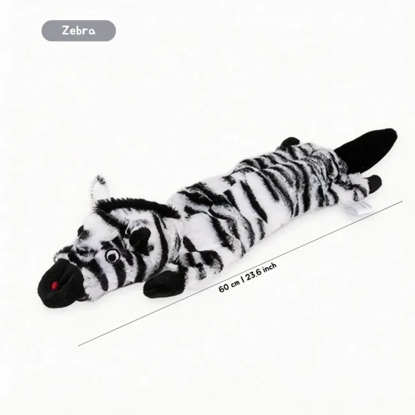 Zebra Wild Grassland No-Stuff Squeaky Dog Toy, 23.6 inch floppy plush dog toy with no stuffing
