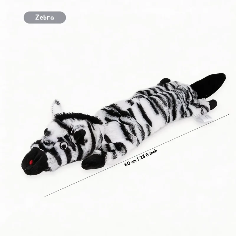 Wild Grassland No-stuff Squeaky Dog Toy Zebra Size Zebra Wild Grassland No-Stuff Squeaky Dog Toy, 23.6 inch floppy plush dog toy with no stuffing