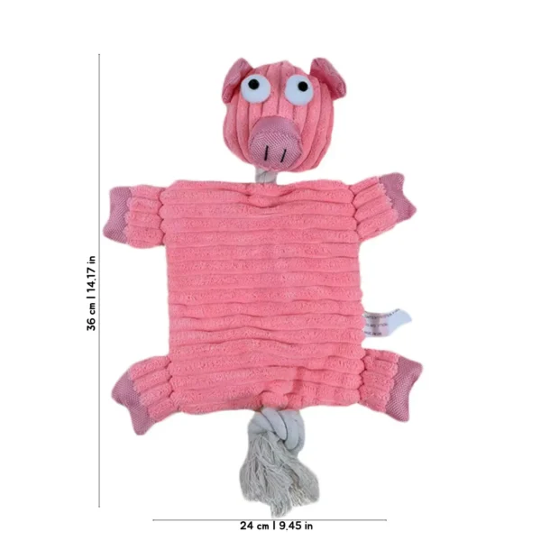 Piggy Puff plush pig dog toy size 24 by 36 cm with no-stuffing squeaky body
