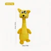 Yellow Pup Huggy LongNeck Tug & Squeak Dog Toy size chart showing 17.3 by 7.8 inch plush toy