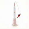 Automatic Butterfly Cat Wand Hands-Free Suction Cup Interactive Cat Toy in pink with a fluttering butterfly teaser for indoor cat play.