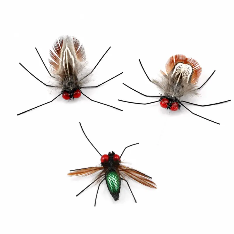 beetle-cat-teaser-toy-replacement-three-styles Three beetle cat teaser toy replacement styles featuring feather wings and insect-inspired designs for interactive hunting games