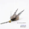 Mosquito BioBug natural deer hair and feather cat wand replacement with gray feathers, a clip, and a bell. Size: 5 x 1.5 x 4.5 cm / 1.9 x 0.6 x 1.7 in. Kitty Care Tip: Always watch your fur baby while they play.
