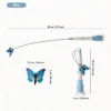 Blue Automatic Butterfly Cat Wand size guide with 80 cm wand length, suction cup base, and butterfly teaser dimensions.