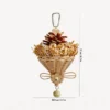 Brown Busy Beak Foraging Basket Bird Toy with natural wicker basket, pine cone, shredding paper, and hanging bell