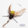 Size guide for the BuzzBee Flutter Feather Cat Wand Replacement showing 6 cm feather wings and 6.5 cm bee-shaped toy length.