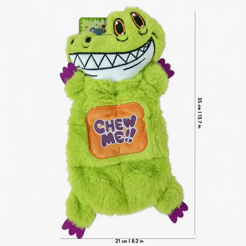 Chew Me Gator 6 Squeakers Soft Alligator Plush Dog Toy Size Chew Me Gator 6 Squeakers soft alligator plush dog toy, 35 cm size for cuddling, chewing, and indoor play