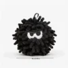 Coal Mist MopPuff Fuzzy Mood Monsters Squeaky Dog Toy with shaggy chenille texture for gentle play.
