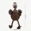 Cocoa Wobbly Ostrich Squeaky Dog Toy with a dark brown plush belly, fluffy wings, rope legs, and a 28 cm / 11 in size guide.