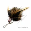 drone-bee-chicken-feather-cat-teaser-toy-replacement-5cm Drone Bee cat teaser toy replacement with black and golden chicken feathers, soft deer hair body, pink bell and 5 cm length.