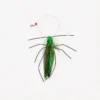 Emerald Grasshopper Cat Wand Replacement with green feathers, clear loop, and clip for teaser wand play