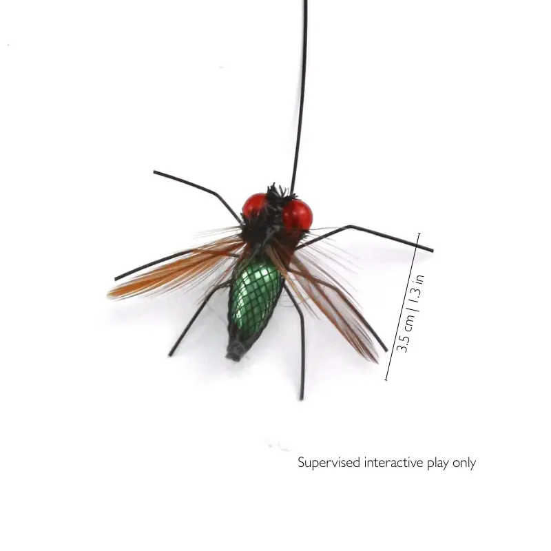 green-shell-beetle-cat-wand-replacement-toys Green shell beetle cat wand replacement toy with feather wings and insect legs for cats that enjoy small prey movement