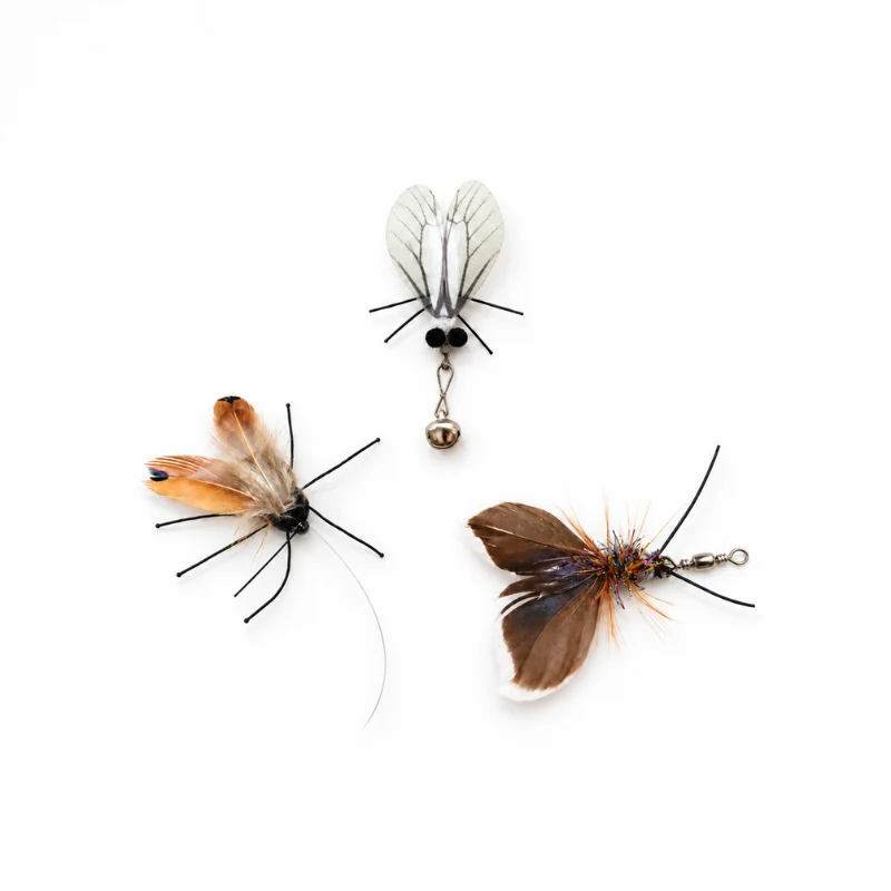 Midnight Moth Discovery Set featuring three handmade cat toy insect designs including Autumn Glow Moth, Moonveil Moth, and Midnight Forest Moth.