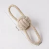 Loop Tug Ball organic cotton rope dog toy with dual loop handles for tug play and puppy teething, 19 cm long