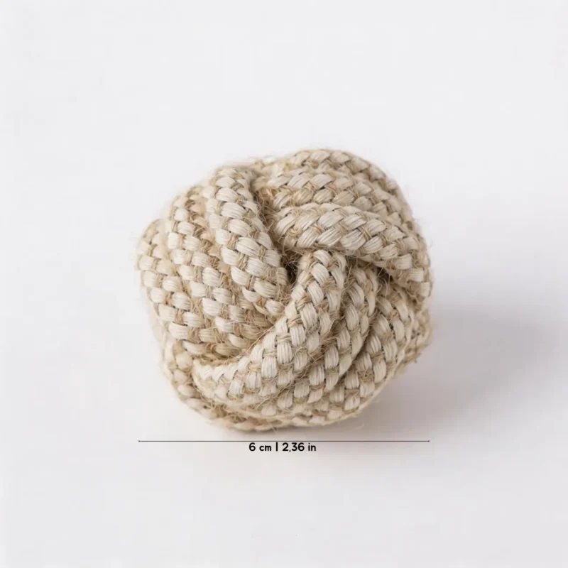 Mini Knot Ball organic cotton rope dog toy for puppy teething, chewing and indoor fetch, 6 cm wide