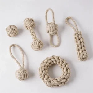 Organic Cotton Rope Dog Toy Set Organic cotton rope dog toy set with six natural rope toys for tug, teething and fetch play