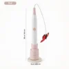 Pink Automatic Butterfly Cat Wand Hands-Free Suction Cup Interactive Cat Toy with product height and base size measurements.
