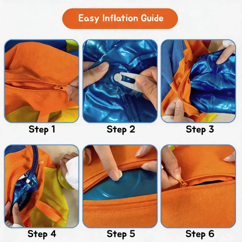 HugTug Giant Outdoor Air Ball Dog Toy Rainbow Pop Inflation Guide Easy inflation guide for the Rainbow Pop HugTug Giant Outdoor Air Ball Dog Toy with inner ball and cover.