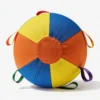 Rainbow Pop HugTug Giant Outdoor Air Ball Dog Toy with colorful multi-handle loops for large dogs.