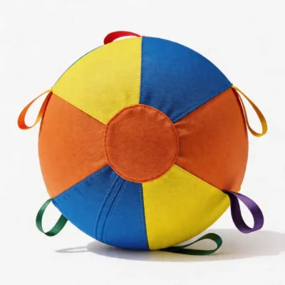 Rainbow Pop HugTug Giant Outdoor Air Ball Dog Toy Main Rainbow Pop HugTug Giant Outdoor Air Ball Dog Toy with colorful multi-handle loops for large dogs.