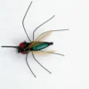 Realistic Fly Teaser Refill for Indoor Cat Enrichment with feather wings, green body and wand clip on white background