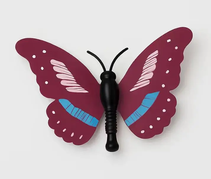 Red butterfly teaser attachment for an Automatic Butterfly Cat Wand, designed to mimic fluttering prey for cats.
