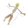 Scarecrow shaped coffee wood rope dog toy with tennis ball, handwoven rope design and measured 35cm size for interactive tug play.