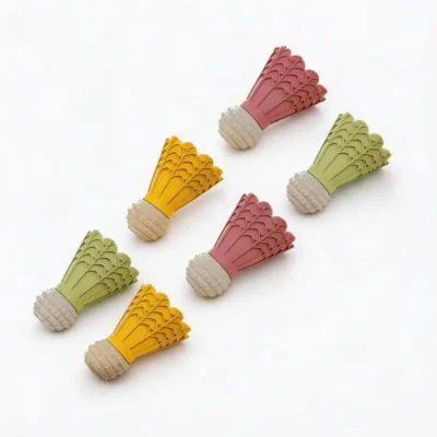 Shuttlecock Indoor Fetch Dog Toy set in Cheerful Yellow, Soft Green, and Soft Pink Shuttlecock Indoor Fetch Dog Toy set in Cheerful Yellow, Soft Green, and Soft Pink for small dog fetch, chewing, and bonding play.