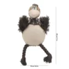Vanilla Wobbly Ostrich Squeaky Dog Toy with a cream plush belly, fluffy brown wings, rope legs, and a 28 cm / 11 in size guide.