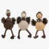 Wobbly Ostrich Squeaky Dog Toy in Cocoa, Vanilla and Honey colors for small and medium dogs