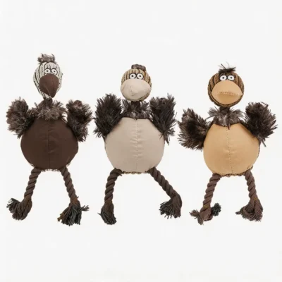 Wobbly Ostrich Squeaky Dog Toy in Cocoa, Vanilla and Honey colors for small and medium dogs