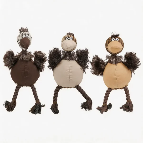 Wobbly Ostrich Squeaky Dog Toy in Cocoa, Vanilla and Honey colors for small and medium dogs