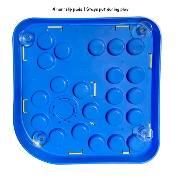 Underside of the 4-in-1 Dog Enrichment Puzzle & Slow Feeder showing four non-slip suction pads that help keep the toy stable during play.