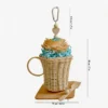 Blue Afternoon Tea Foraging Bird Toy with rattan cup, soft cork flower, vine ball and paper strips for birds