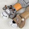 Close-up of the Bouncy Hound and Mighty Donkey BellyBuddy Floppy Plush Chew Dog Toys showing soft ribbed plush and textured chew belly details.