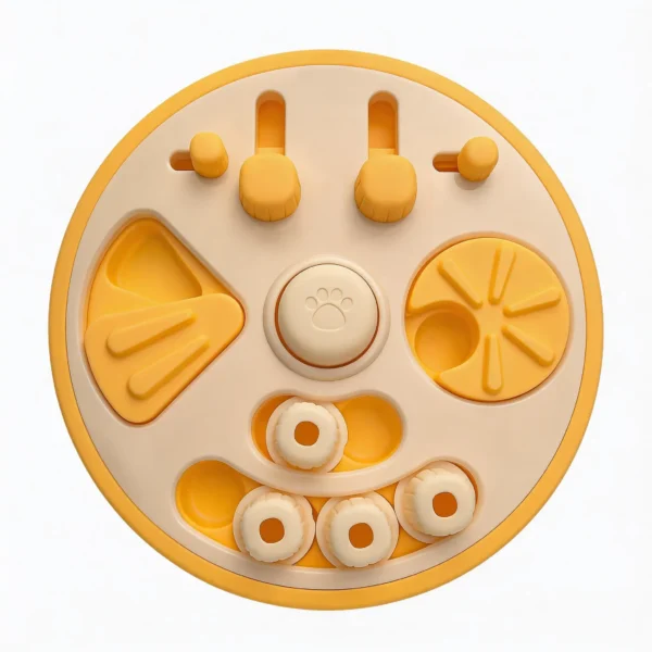Busy Bites Dog Enrichment Puzzle Feeder with 4-in-1 treat hiding games and slow feeding compartments