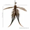 dark-feather-teaser-for-cats-silvervine-size Dark natural feather teaser for cats with a silvervine body, bell, 13 cm wingspan and a 20 cm full feather tail.