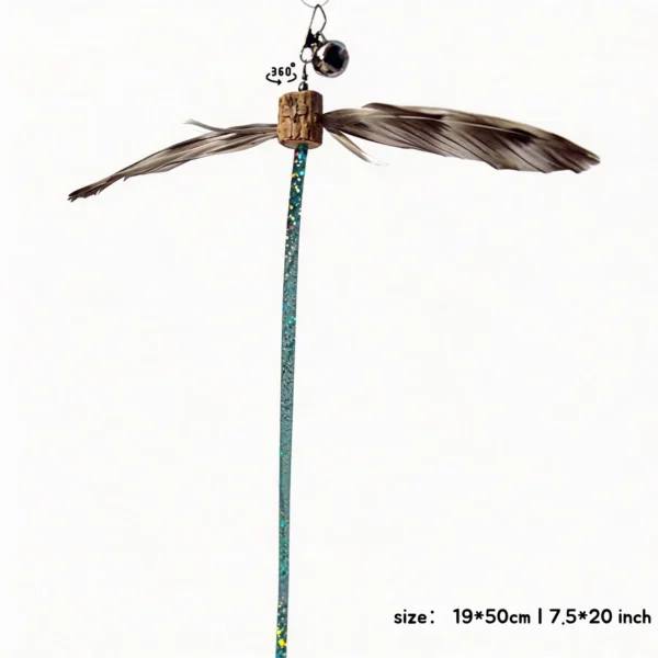 Glitter Ribbon Feather silvervine cat wand replacement with sparkling ribbon, natural feathers, and interactive spinning motion