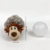 Cocoa Monkey plush squeaky dog ball toy shown beside its squeaker ball insert, measuring 18 cm tall and 11 cm wide.
