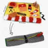 Large 80 by 60 cm fast-food snuffle mat shown flat and rolled up, with a gray non-slip backing and buckle strap for storage.
