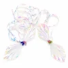 blue-green-crinkle-film-dragonfly-cat-toys Blue and green Crinkle Film Dragonfly Cat Toys with iridescent wings, long shimmering tails and metal wand clips on a white background.
