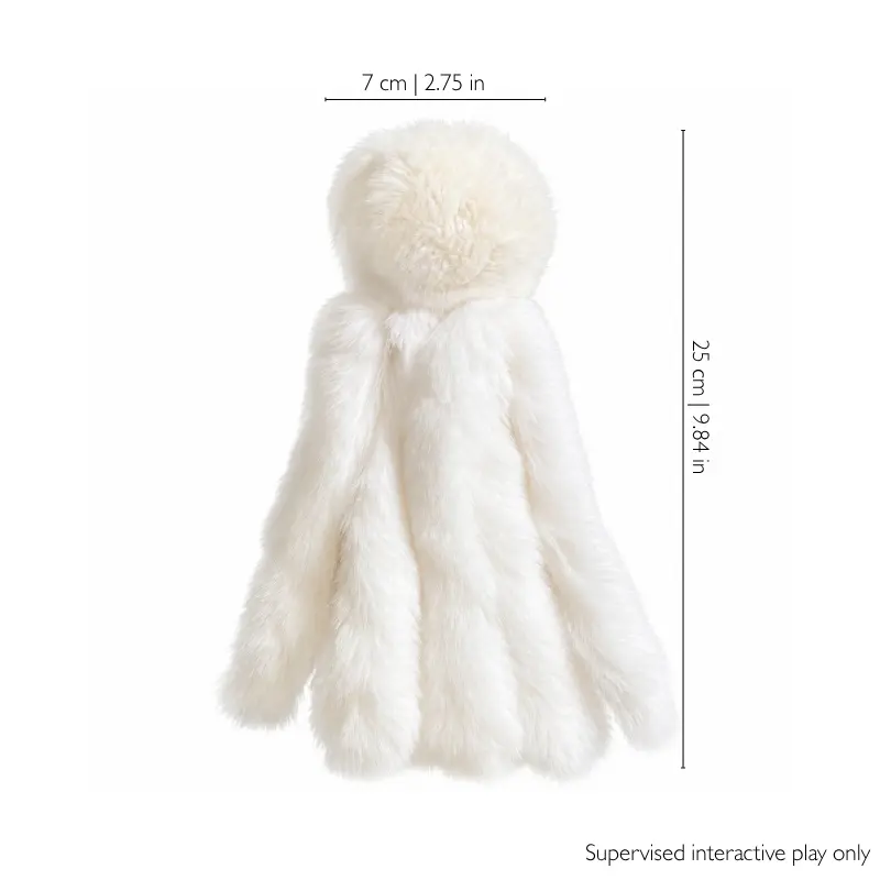 White octopus cat kicker measuring 25cm long, soft plush kicking toy designed for cats to grab and bunny kick.