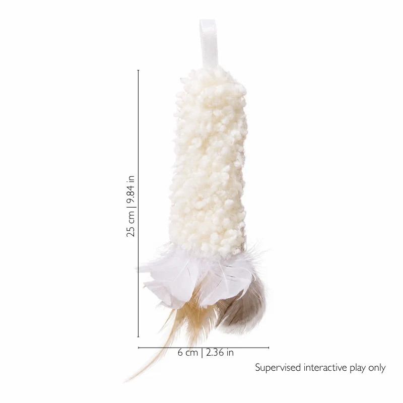 9.84 inch long plush kicker toy for cats designed for grabbing, holding, and kicking movements