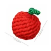 Red apple rope dog toy with green rope leaves, measuring about 6.5 x 5.5 cm for compact pickup and carrying.