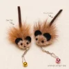 cat-toys-mouse-deer-fur-leather-tail-bell-teaser Fluffy deer fur cat toys mouse with faux leather tail and bell detail designed for stalking, chasing, and pouncing play.